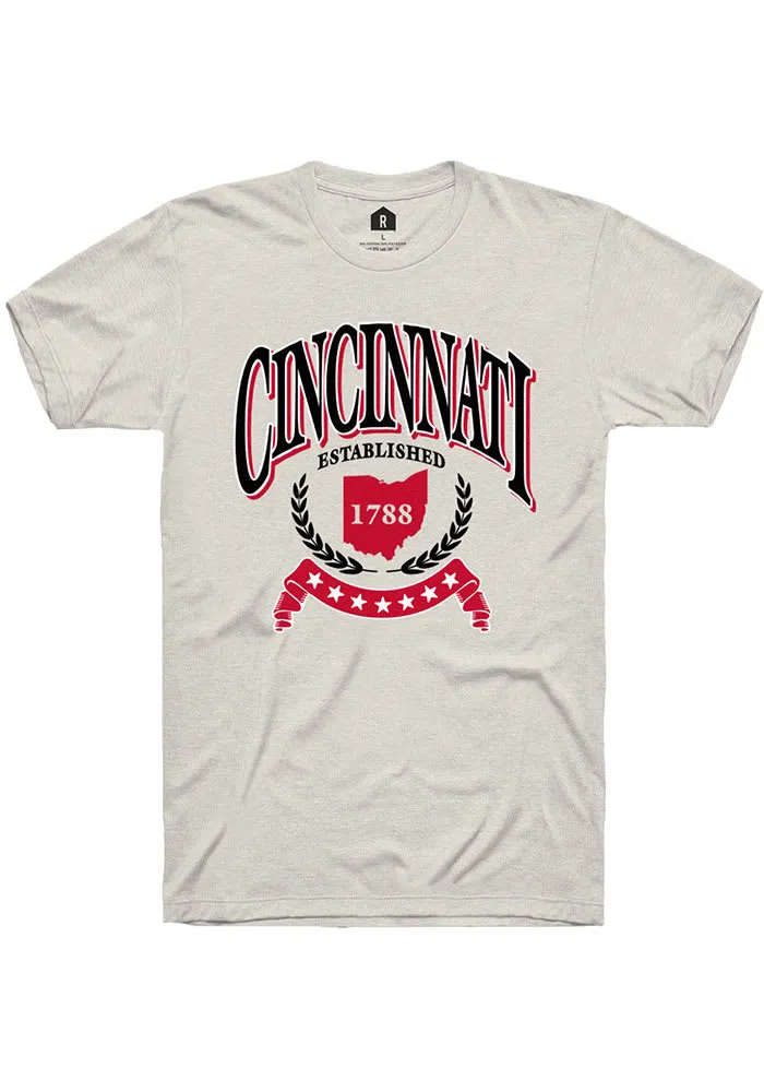 Rally Cincinnati Oatmeal State Shape Est. 1788 Short Sleeve T Shirt