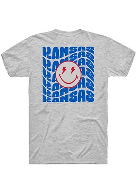 Rally Kansas Ash Repeating Smiley Wordmark Short Sleeve Fashion T Shirt