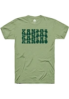 Rally Kansas Green Repeating Wordmark Short Sleeve Fashion T Shirt