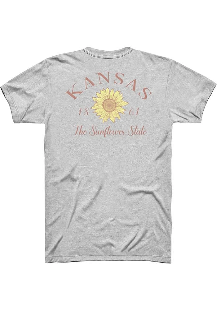Rally Kansas Grey The Sunflower State Short Sleeve Fashion T Shirt