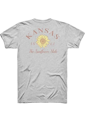 Rally Kansas Grey The Sunflower State Short Sleeve Fashion T Shirt