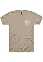 Rally Michigan Tan Repeating Smiley Wordmark Short Sleeve Fashion T Shirt