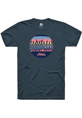 Rally Ames Navy Blue Cow Sunset Short Sleeve Fashion T Shirt
