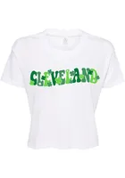 Rally Cleveland Womens White Shamrock Wordmark Short Sleeve T-Shirt