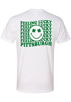 Rally Pittsburgh White Shamrock Smiley Face Short Sleeve Fashion T Shirt