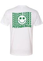 Rally Pittsburgh White Shamrock Smiley Face Short Sleeve Fashion T Shirt