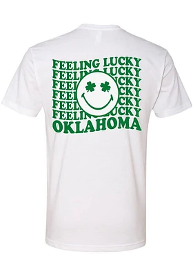 Rally Oklahoma White Shamrock Smiley Face Short Sleeve Fashion T Shirt