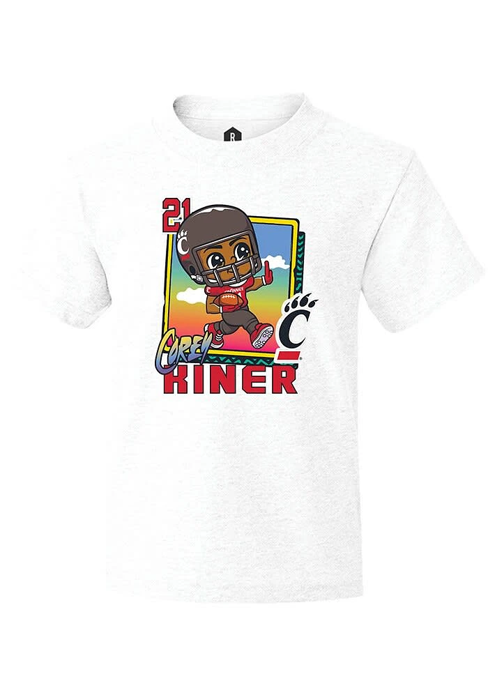 Corey Kiner  Cincinnati Bearcats Youth White Bobbleheads Design Short Sleeve T-Shirt