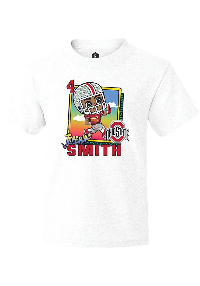 Jeremiah Smith  Ohio State Buckeyes Youth White Bobbleheads Short Sleeve T-Shirt