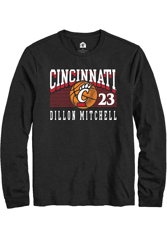 Dillon Mitchell Cincinnati Bearcats Black Rally NIL Marquee Player Long Sleeve T Shirt