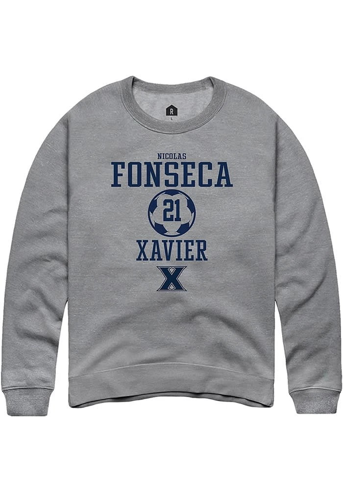 Nicolas Fonseca  Rally Xavier Musketeers Mens Graphite NIL Sport Icon Long Sleeve Crew Sweatshir..