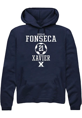 Nicolas Fonseca  Rally Xavier Musketeers Mens Navy Blue NIL Sport Icon Long Sleeve Hoodie