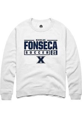 Nicolas Fonseca Rally Xavier Musketeers Mens NIL Stacked Box Long Sleeve Crew Sweatshirt