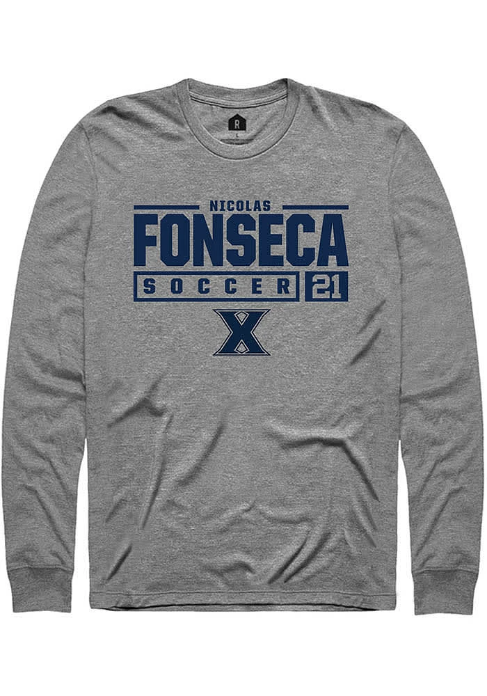 Nicolas Fonseca  Xavier Musketeers Graphite Rally NIL Stacked Box Long Sleeve T Shirt