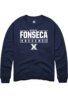 Nicolas Fonseca  Rally Xavier Musketeers Mens Navy Blue NIL Stacked Box Long Sleeve Crew Sweatsh..