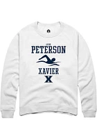 Luke Peterson  Rally Xavier Musketeers Mens White NIL Sport Icon Long Sleeve Crew Sweatshirt