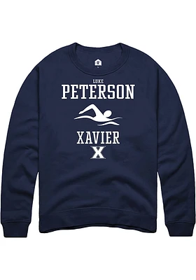 Luke Peterson  Rally Xavier Musketeers Mens Navy Blue NIL Sport Icon Long Sleeve Crew Sweatshirt