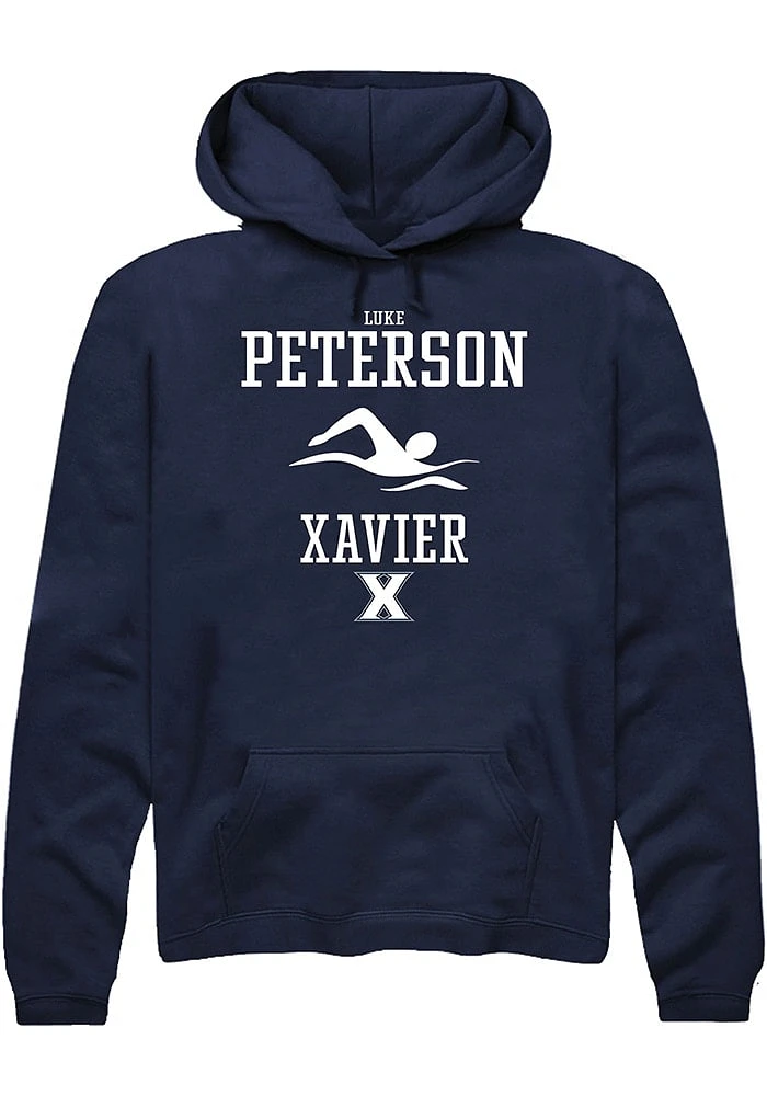 Luke Peterson  Rally Xavier Musketeers Mens Navy Blue NIL Sport Icon Long Sleeve Hoodie