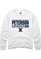 Luke Peterson  Rally Xavier Musketeers Mens White NIL Stacked Box Long Sleeve Crew Sweatshirt