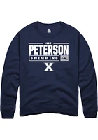 Luke Peterson  Rally Xavier Musketeers Mens Navy Blue NIL Stacked Box Long Sleeve Crew Sweatshir..