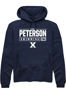 Luke Peterson  Rally Xavier Musketeers Mens Navy Blue NIL Stacked Box Long Sleeve Hoodie