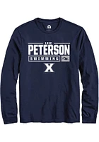 Luke Peterson  Xavier Musketeers Navy Blue Rally NIL Stacked Box Long Sleeve T Shirt