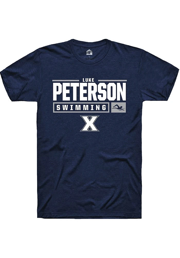 Luke Peterson  Xavier Musketeers Navy Blue Rally NIL Stacked Box Short Sleeve T Shirt