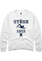 Nick Stroh  Rally Xavier Musketeers Mens White NIL Sport Icon Long Sleeve Crew Sweatshirt