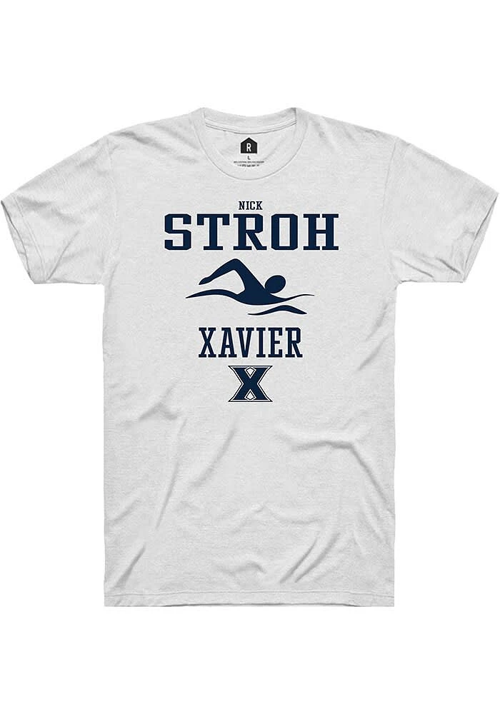 Nick Stroh  Xavier Musketeers White Rally NIL Sport Icon Short Sleeve T Shirt