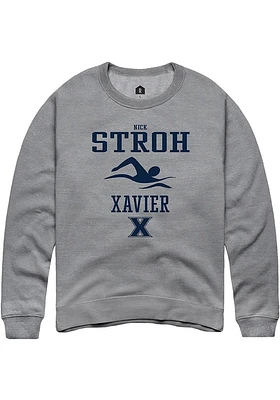 Nick Stroh  Rally Xavier Musketeers Mens Graphite NIL Sport Icon Long Sleeve Crew Sweatshirt