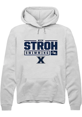 Nick Stroh  Rally Xavier Musketeers Mens White NIL Stacked Box Long Sleeve Hoodie