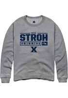 Nick Stroh  Rally Xavier Musketeers Mens Graphite NIL Stacked Box Long Sleeve Crew Sweatshirt