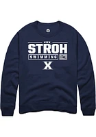 Nick Stroh  Rally Xavier Musketeers Mens Navy Blue NIL Stacked Box Long Sleeve Crew Sweatshirt