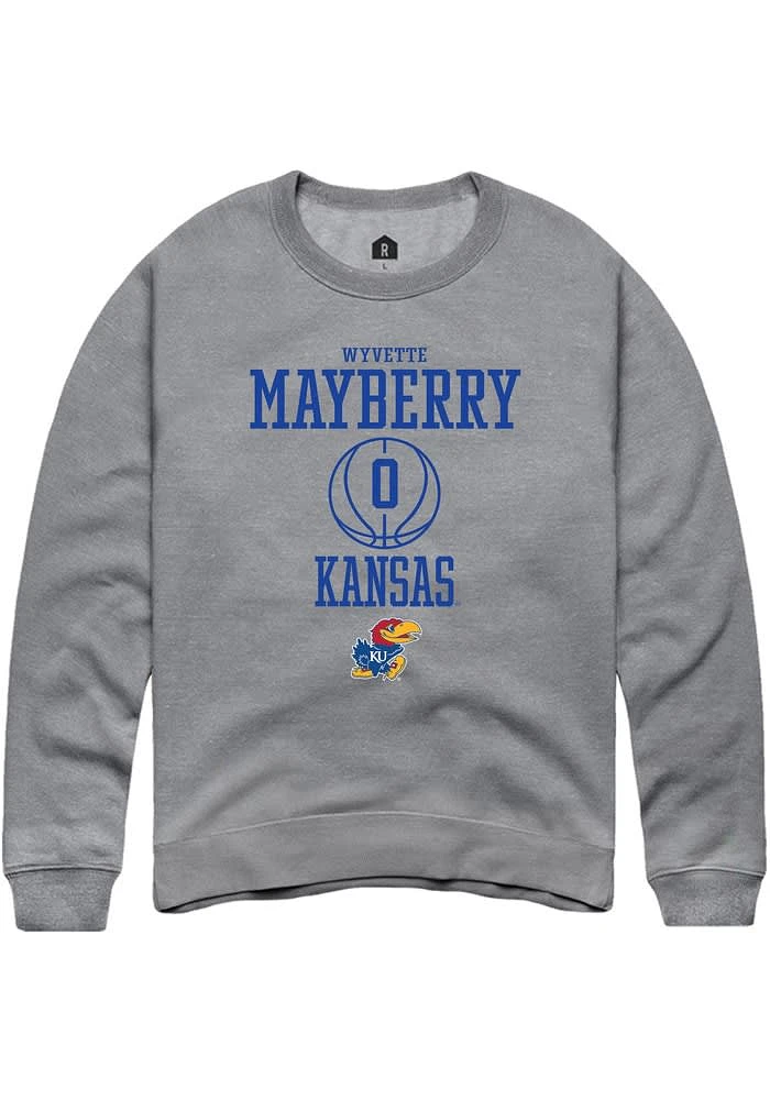 Wyvette Mayberry  Rally Kansas Jayhawks Mens Graphite NIL Sport Icon Long Sleeve Crew Sweatshirt