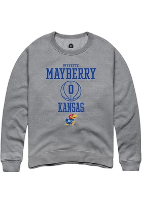 Wyvette Mayberry  Rally Kansas Jayhawks Mens Graphite NIL Sport Icon Long Sleeve Crew Sweatshirt