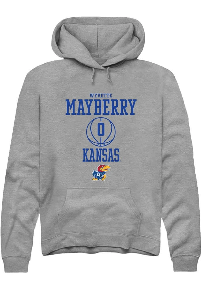 Wyvette Mayberry Rally Kansas Jayhawks Mens Graphite NIL Sport Icon Long Sleeve Hoodie