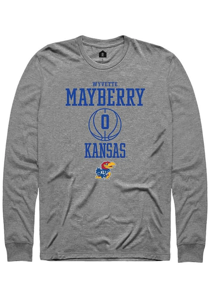 Wyvette Mayberry Kansas Jayhawks Graphite Rally NIL Sport Icon Long Sleeve T Shirt