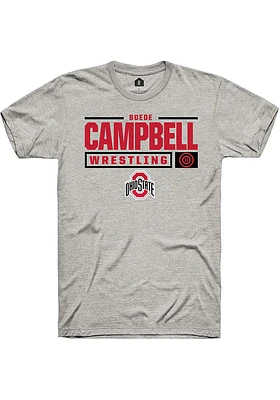 Boede Campbell  Ohio State Buckeyes Ash Rally NIL Stacked Box Short Sleeve T Shirt