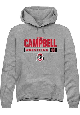 Boede Campbell  Rally Ohio State Buckeyes Mens Graphite NIL Stacked Box Long Sleeve Hoodie