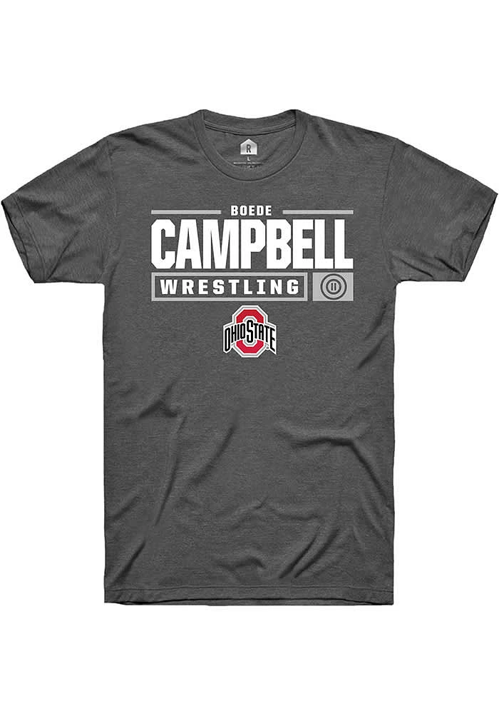 Boede Campbell  Ohio State Buckeyes Dark Grey Rally NIL Stacked Box Short Sleeve T Shirt