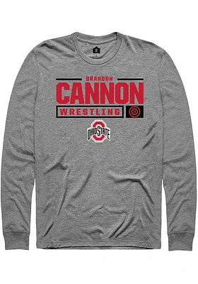 Brandon Cannon  Ohio State Buckeyes Graphite Rally NIL Stacked Box Long Sleeve T Shirt