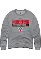 Cole Robertson  Rally Ohio State Buckeyes Mens Graphite NIL Stacked Box Long Sleeve Crew Sweatsh..