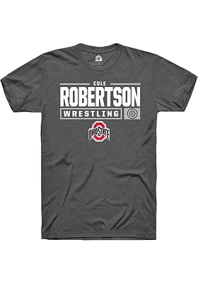 Cole Robertson  Ohio State Buckeyes Dark Grey Rally NIL Stacked Box Short Sleeve T Shirt