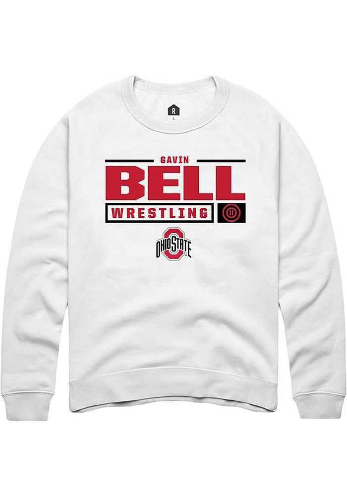 Gavin Bell Rally Ohio State Buckeyes Mens NIL Stacked Box Long Sleeve Crew Sweatshirt