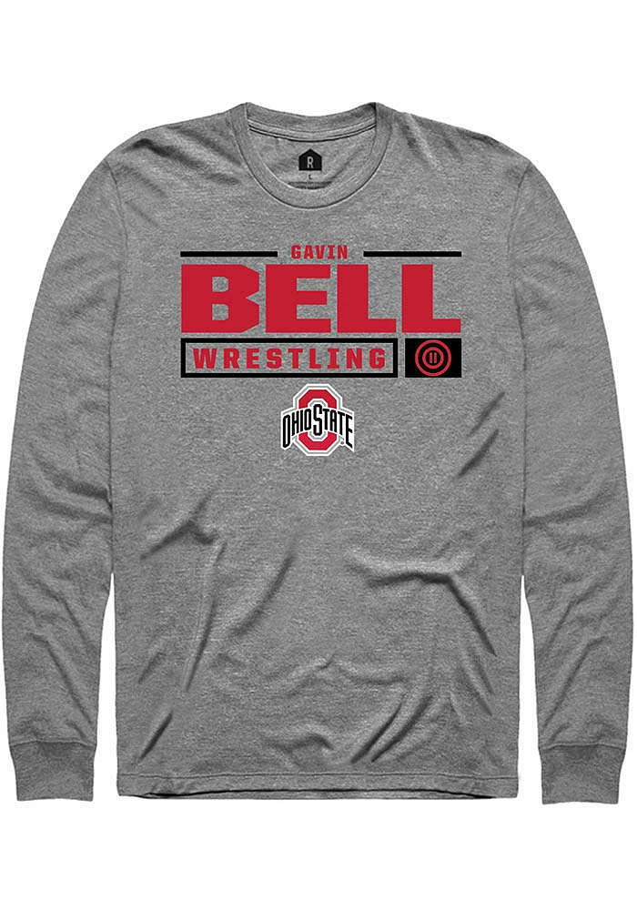 Gavin Bell  Ohio State Buckeyes Graphite Rally NIL Stacked Box Long Sleeve T Shirt