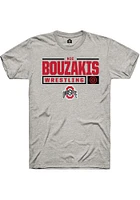 Nic Bouzakis  Ohio State Buckeyes Ash Rally NIL Stacked Box Short Sleeve T Shirt