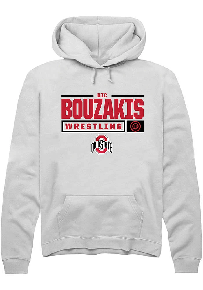 Nic Bouzakis Rally Ohio State Buckeyes Mens NIL Stacked Box Long Sleeve Hoodie