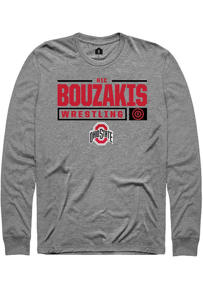 Nic Bouzakis  Ohio State Buckeyes Graphite Rally NIL Stacked Box Long Sleeve T Shirt