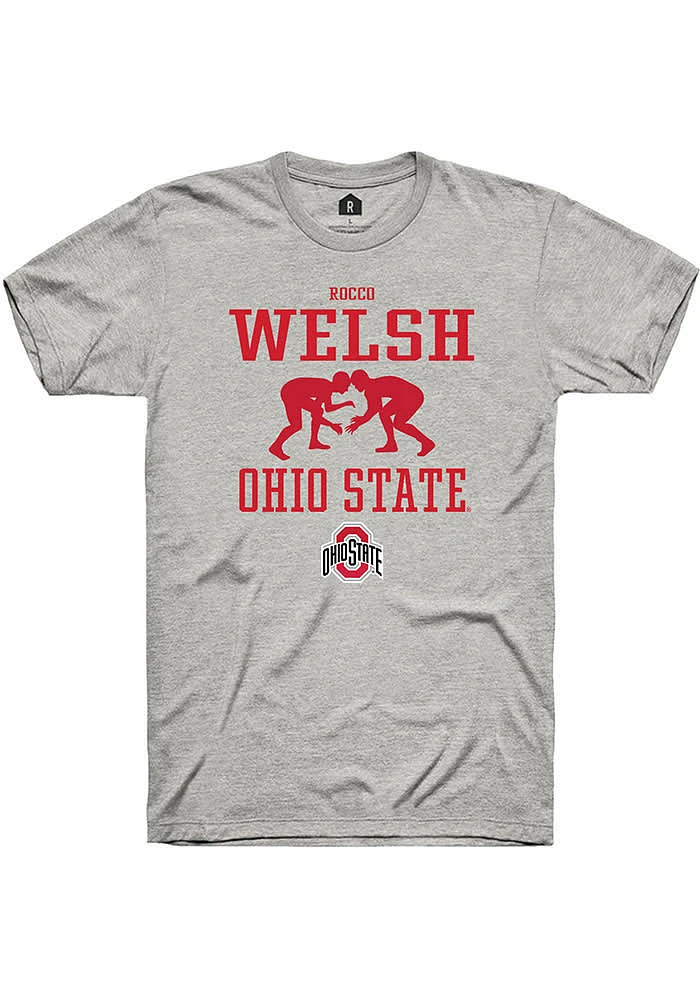 Rocco Welsh  Ohio State Buckeyes Ash Rally NIL Sport Icon Short Sleeve T Shirt