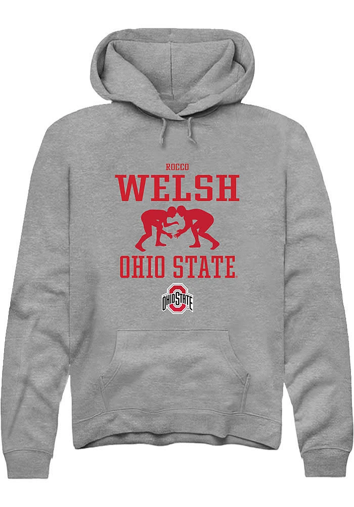 Rocco Welsh  Rally Ohio State Buckeyes Mens Graphite NIL Sport Icon Long Sleeve Hoodie